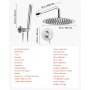 VEVOR Shower Faucet Set, Rainfall Bathroom Shower System with 10-Inch (25.4cm) Round Rain Shower Head and Handheld Spray, Wall Mounted Bath Fixtures with Brass Valve and Trim Kit, Silver Chrome