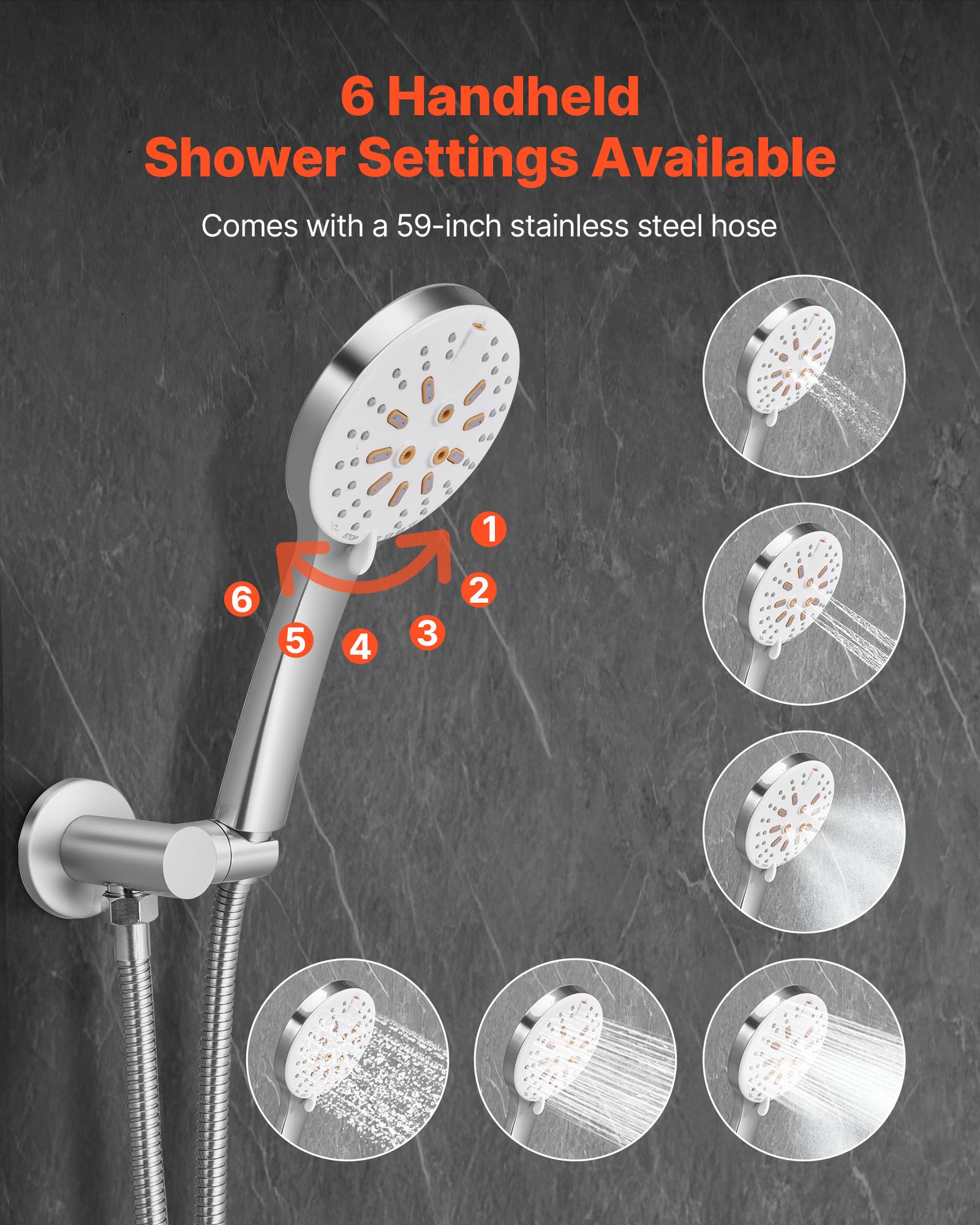 VEVOR Shower Faucet Set, Rainfall Bathroom Shower System with 10-Inch (25.4cm) Round Rain Shower Head and Handheld Spray, Wall Mounted Bath Fixtures with Brass Valve and Trim Kit, Brushed Nickel