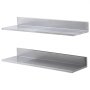 VEVOR 8.6" x 30" Stainless Steel Shelf, Wall Mounted Floating Shelving with Backsplash, 44 lbs Load Capacity Commercial Shelves, Heavy Duty Storage Rack for Restaurant Kitchen Bar Home Hotel， 2 Pack