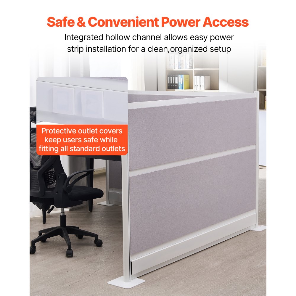 VEVOR Office Divider Privacy Partitions, 2-Pack, 1.83m x 1.22m Room Divider Walls, PET Workstation Cubicle Partition with Outlet Covers, Freestanding Privacy Panels for Office Library School