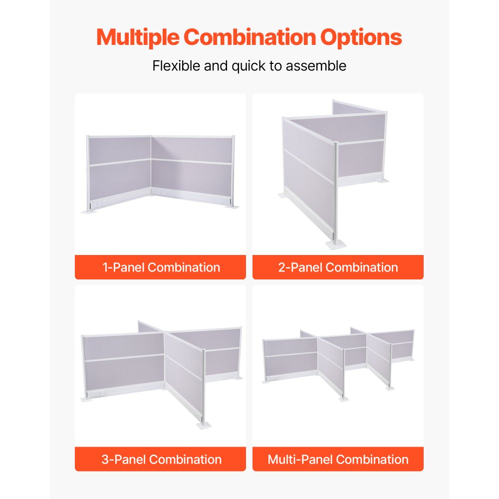 VEVOR Office Divider Privacy Partitions, 2-Pack, 1.83m x 1.22m Room Divider Walls, PET Workstation Cubicle Partition with Outlet Covers, Freestanding Privacy Panels for Office Library School