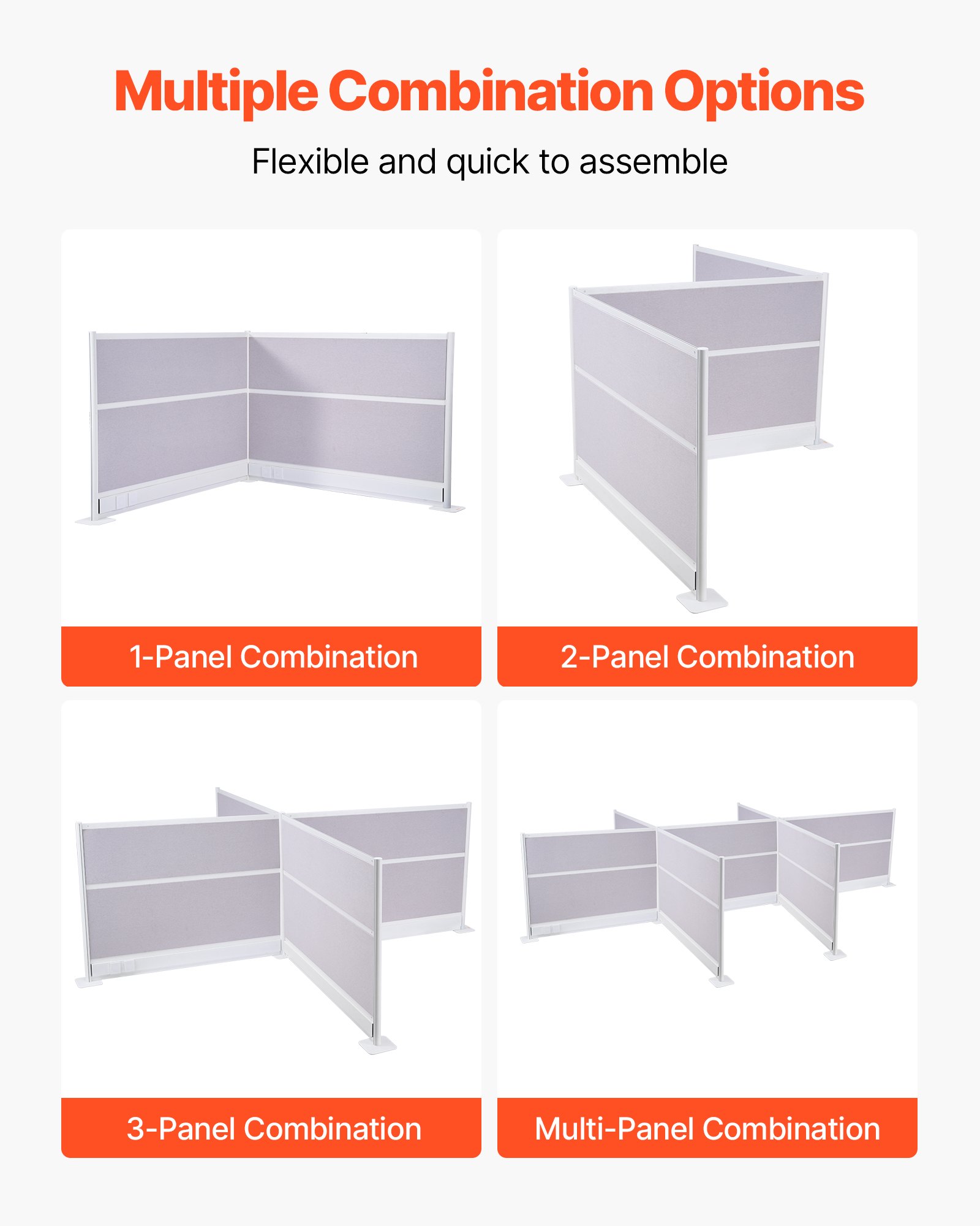 VEVOR scheidingswanden, privacyschermen, 2-pack, 72 x 48 inch, ruimteverdelers, PET-werkplekscherm met stopcontactafdekkingen, vrijstaande vouwschermen voor kantoor, bibliotheek, school