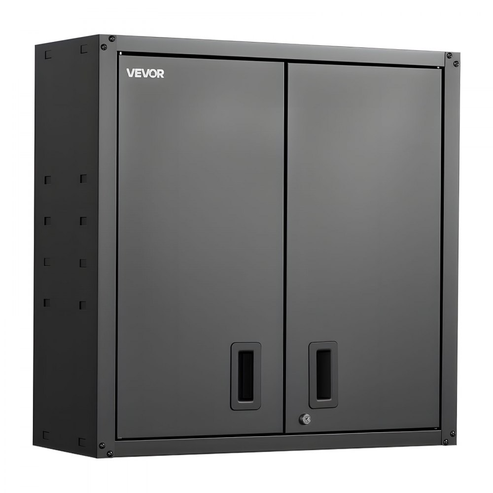 VEVOR Metal Wall Cabinet, 76.2W x 31D x 76.2H cm, Steel Floating Hanging Storage Cabinet with Locking Doors and Adjustable Shelf for Garage, Basement, Kitchen, Warehouse Assembly Required, Black