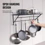 VEVOR Hangend pottenrek 24" Pot- en pannenhangrek, Pot- en pannenhanger met 12 S-haken, 55 lb laadgewicht, pannenlap Muur Ideaal voor pannen, bestek, kookgerei in de keuken