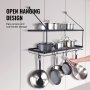 VEVOR Hangende Pannenrek 76,2 cm Potten- en Pannenhanger, Potten- en Pannenhanger met 12 S-haken, Draagvermogen 24,94 kg, Pannenhouder Muur Ideaal voor pannen, keukengerei, kookgerei in de keuken