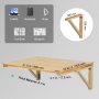 VEVOR wall mounted folding table with dimensions and images of laptop, notebook, ruler, tool book, blueprint