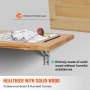 VEVOR wall mounted folding table with rubberwood board, rounded corners, and waterproof surface.