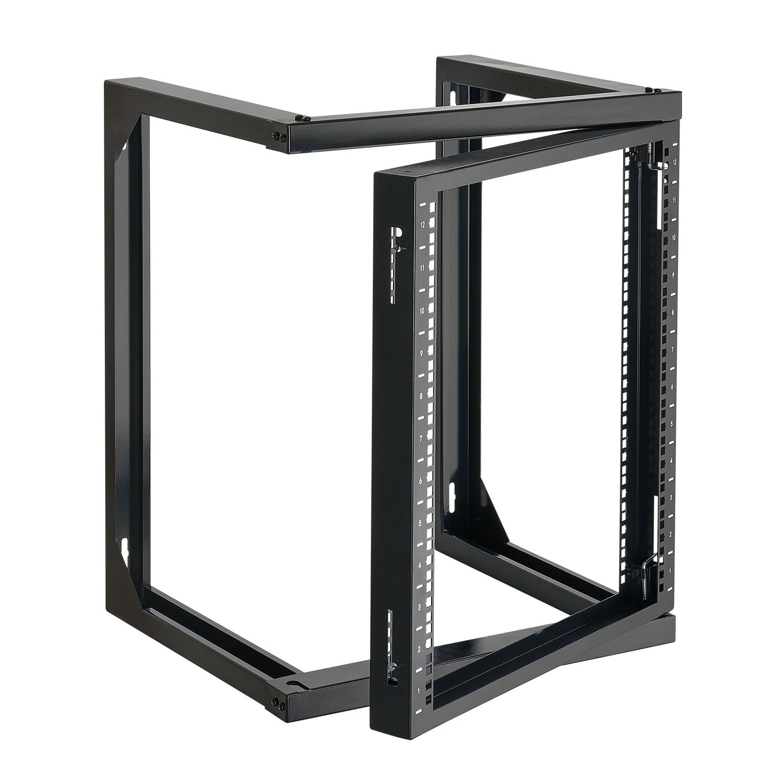 VEVOR 12U wandgemonteerd serverrack, max. draagvermogen 68,04 kg, open frame netwerkrack met 180 graden deuropening, koolstofstaal, voor 482 mm IT-netwerkapparatuur en AV-apparatuur, computerservers, zwart
