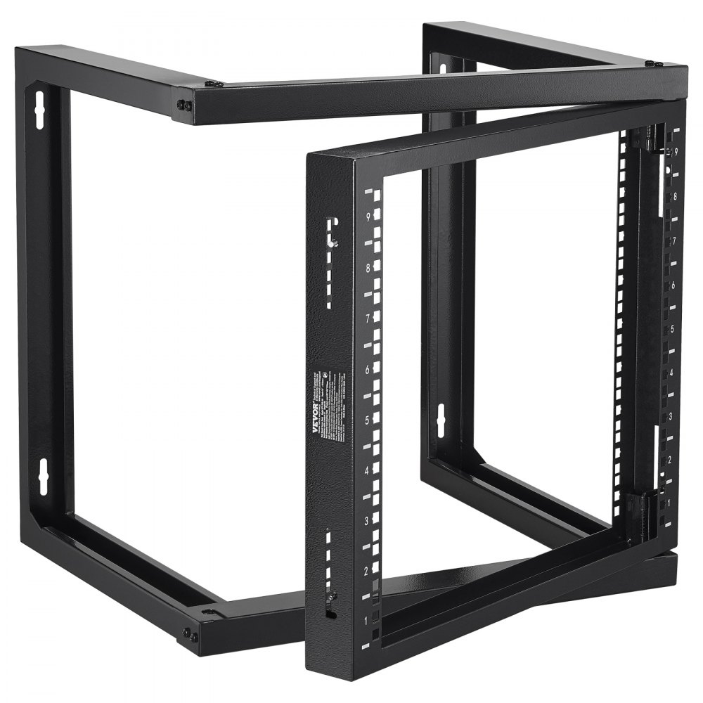 VEVOR 9U Wall Mount Rack, 150 lbs/68.04 kg Max Load Capacity, Open Frame Server Network Rack with Cage Nuts Screws, Carbon Steel 20.9 x 17.7 x 20.5" for 19"/482.6 mm AV & Server IT Equipment, Black