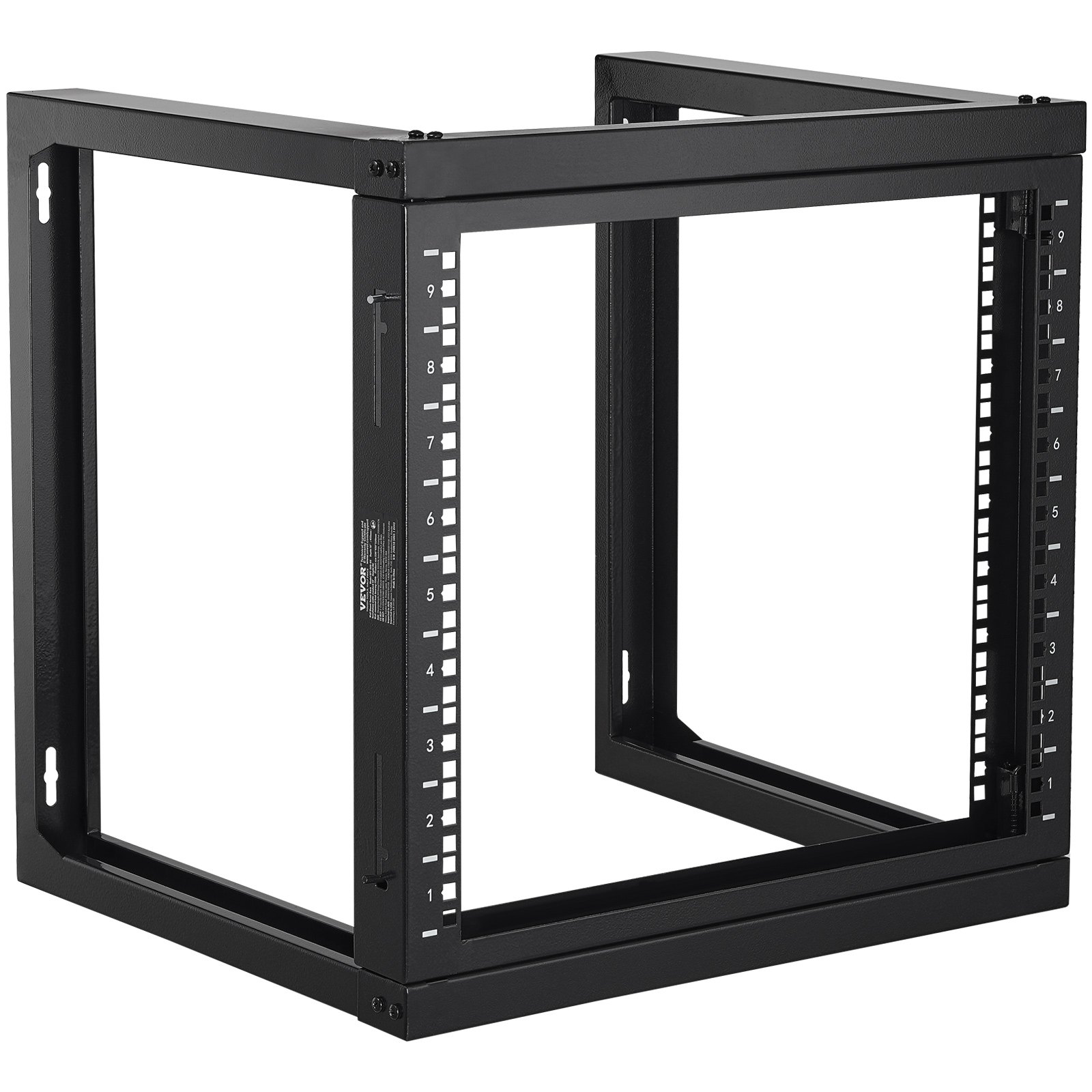 VEVOR 9U Wall Mount Rack, 150 lbs/68.04 kg Max Load Capacity, Open Frame Server Network Rack with Cage Nuts Screws, Carbon Steel 20.9 x 17.7 x 20.5" for 19"/482.6 mm AV & Server IT Equipment, Black
