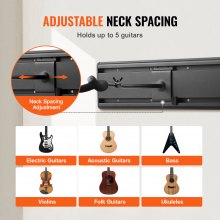 VEVOR 5-Space Guitar Stand Wall-Mounted Foldable Rack Hold Up to 5 Guitars