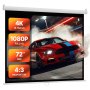 VEVOR Manual Projector Screen, 1829 mm 4:3 4K 1080 HD Retractable Pull Down Projector Screen, Wall Mounted Movie Projection with Pull Rope, Portable Display Projectoin for Family Home Office Theater