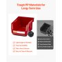 VEVOR stapelboxen voor aan de muur, 137x105x75mm opbergboxen (12 stuks) & 3 metalen rails, zichtbare opbergboxen voor schroeven, moeren, bouten en spijkers, gereedschapsorganizer voor werkplaats, hobbykamer, garage, rood