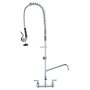 VEVOR Commerciële kraan met voorspoeldouche, 111 cm hoog, 203 mm midden, 305 mm draaibare uitloop, aan de muur gemonteerde keukenkraan, messing constructie met uittrekbare sproeier, voor 1/2/3-cabine wastafel