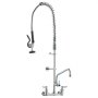 VEVOR Commerciële kraan met voorspoeldouche, hoogte 915, draaibare uitloop 30,5 cm, aan de muur gemonteerde keukenkraan, messing unit met uittrekbare sproeier, voor 1/2/3-cabine wastafel