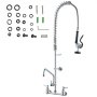 VEVOR Commerciële kraan met voorspoeldouche, hoogte 915, draaibare uitloop 30,5 cm, aan de muur gemonteerde keukenkraan, messing unit met uittrekbare sproeier, voor 1/2/3-cabine wastafel