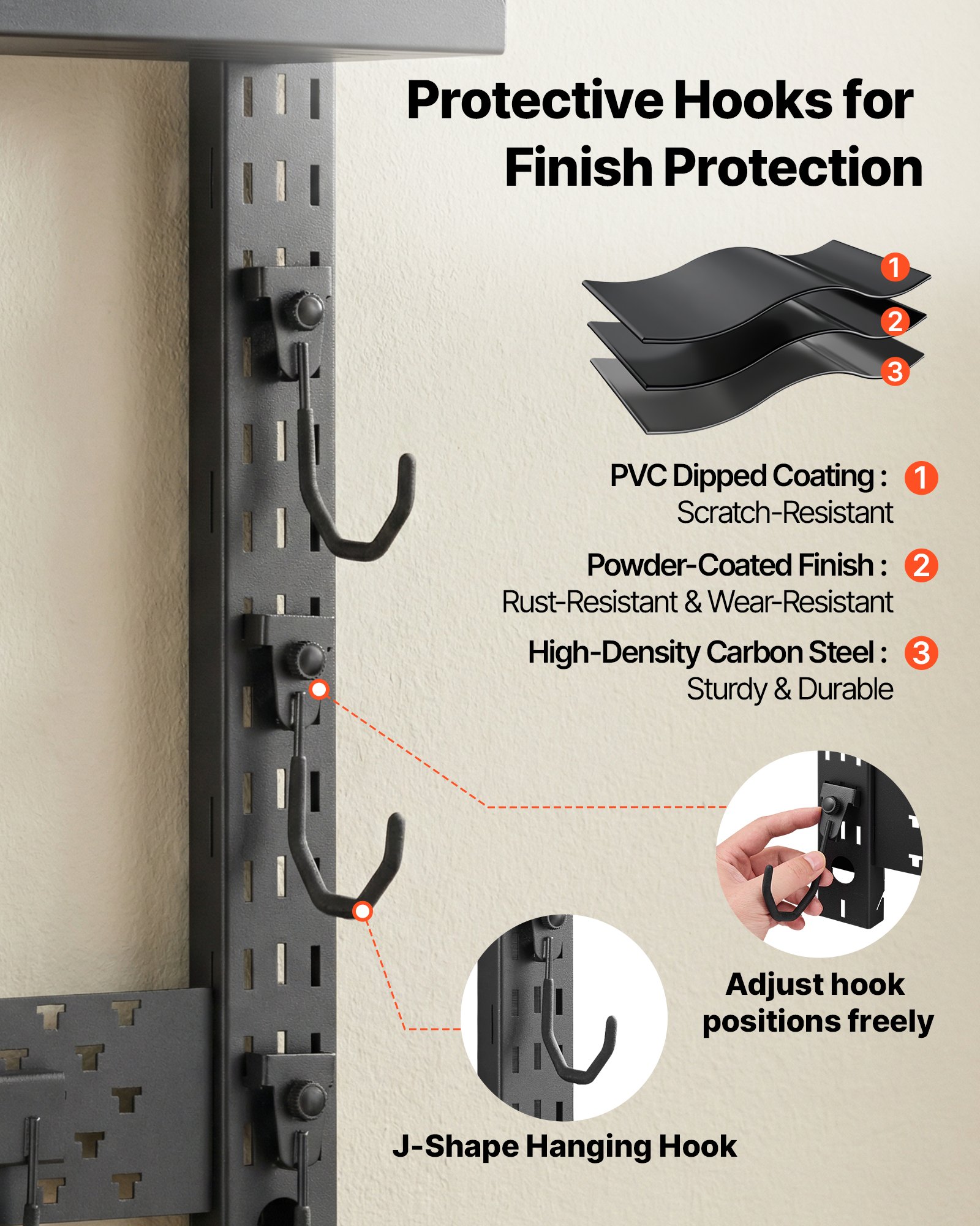 VEVOR Gun Rack Wall Mount, Heavy Duty Steel, Indoor Rifle Shotgun Rack with J-Hooks, Additional Tray Storage, Gun Accessories Display Storage Holder, Hold Up to 3 Rifles or Shotguns, for Tactical Gear
