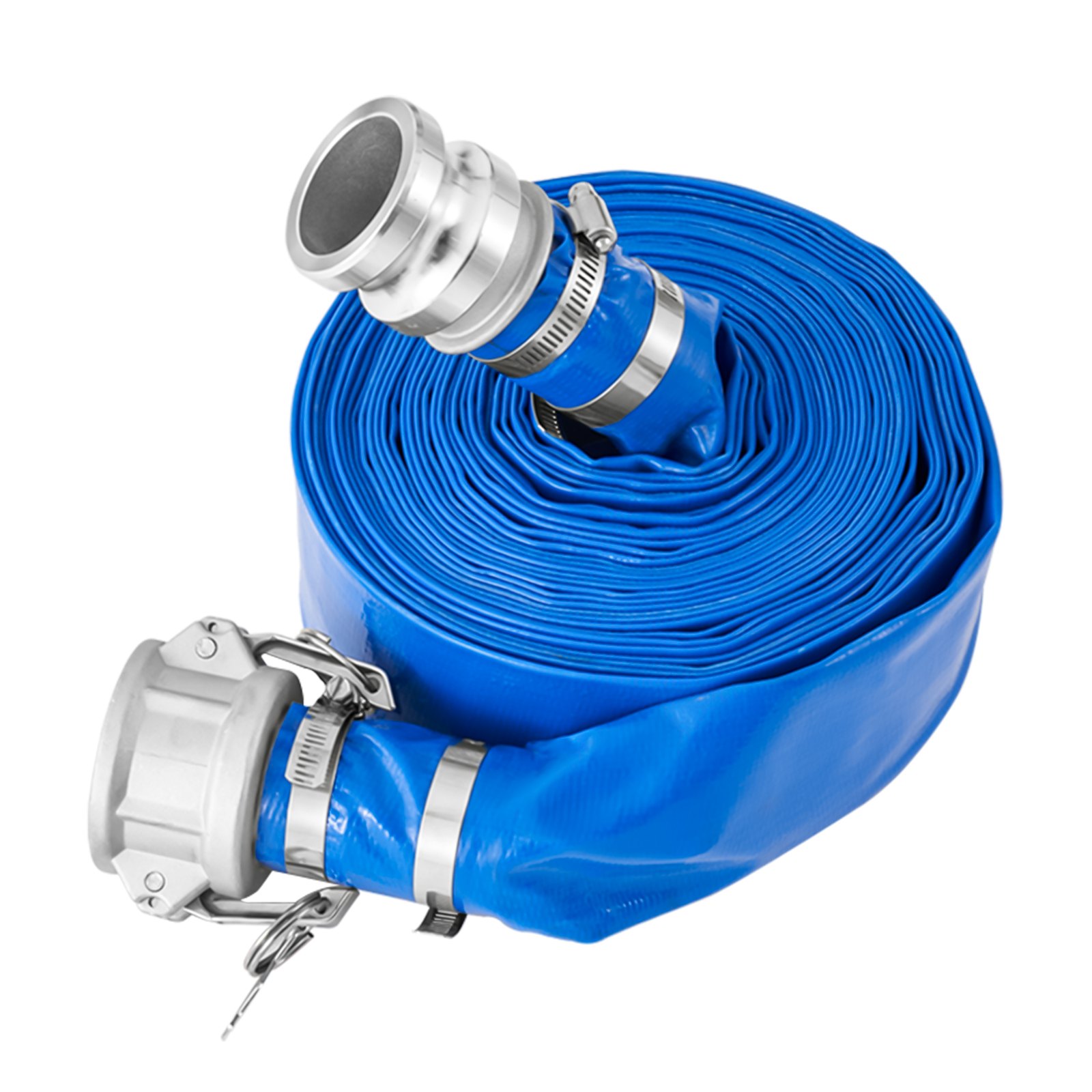 VEVOR Suction Hose Kit for Water Pump, with 2 in x 50 ft Blue Backwash Hose, 20 ft Green Suction Hose, and Steel Round Hole Strainer, Camlocks, Clamps, Cam & Groove Adapter, for Multiple Purposes