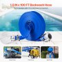 VEVOR Backwash Hose, 1.5 in x 100 ft, Blue High Quality PVC Hose, with Clamps, Camlock, Aluminum Fittings, Fit Various Pumps, for Sewage Treatment, Water Transportation and More Agricultural Purposes