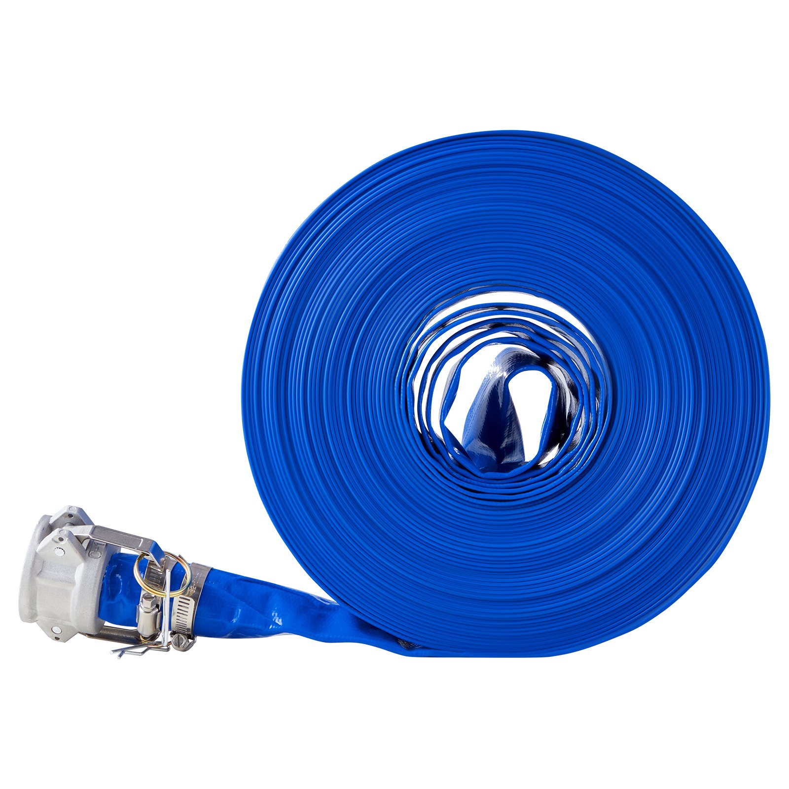 VEVOR Backwash Hose, 1.5 in x 100 ft, Blue High Quality PVC Hose, with Clamps, Camlock, Aluminum Fittings, Fit Various Pumps, for Sewage Treatment, Water Transportation and More Agricultural Purposes