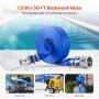 VEVOR Backwash Hose, 1.5 in x 50 ft, Blue High Quality PVC Hose, with Clamps, Camlock, Aluminum Fittings, Fit Various Pumps, for Sewage Treatment, Water Transportation and More Agricultural Purposes