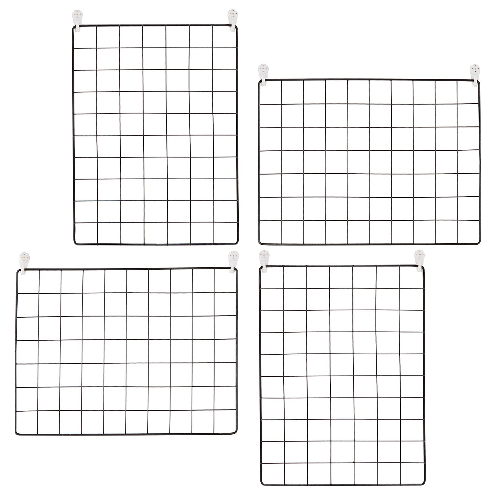 VEVOR Grid Wall Panels, 4 Packs Wire Wall Grid for Photo Pictures Display, Wall Storage Organizer Metal Grid Wall Panel for Home Office Decor with Clips and Hooks, 11.8x15.7 inch
