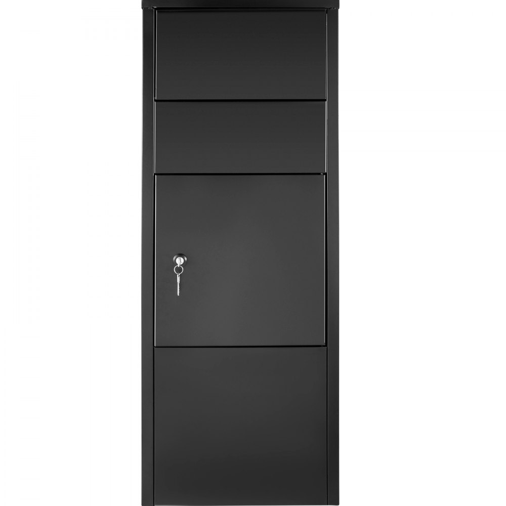 VEVOR Parcel Drop Box Lockable Freestanding Mailbox 10.5x15.4x41.5 in Gray Package Drop Box with Lockable Storage Compartment Heavy Duty Weatherproof for Express Mail Delivery for Home & Business Use