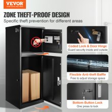 VEVOR pakketbrievenbus 41,2x40,1x110,5 cm pakketbus stalen palletbox 50kg brievenbus Postbox XXL brievenbus met wachtwoordslot drukslot antidiefstal opening voor pakketten brieven etc.