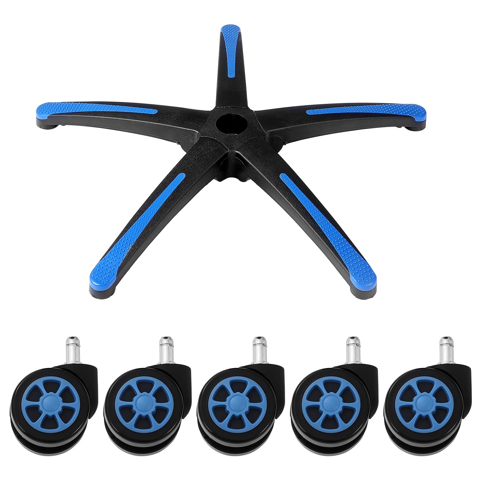 VEVOR Office Chair Base Replacement, 28", 2500 lbs Static Load, Heavy Duty Universal Computer Desk Chair Stool Base Part with 5 Casters and Reinforced Legs, Desk Chair Base Replacement, Black + Blue