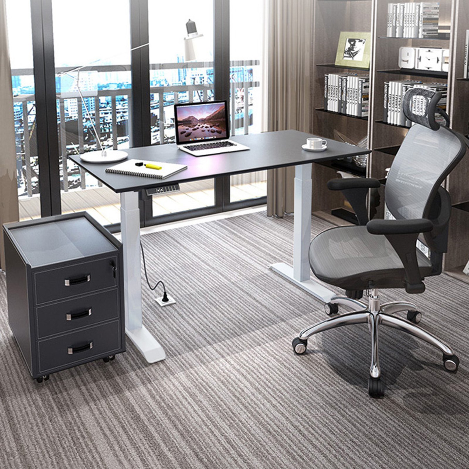 VEVOR In Hoogte Verstelbaar Bureau Elektrisch 71-117 cm, Elektrisch Traploos in Hoogte Verstelbaar Tafelframe, Standing Desk, Laptop Table for Bed Sofa past op alle gangbare tafelbladen, Huiswerk