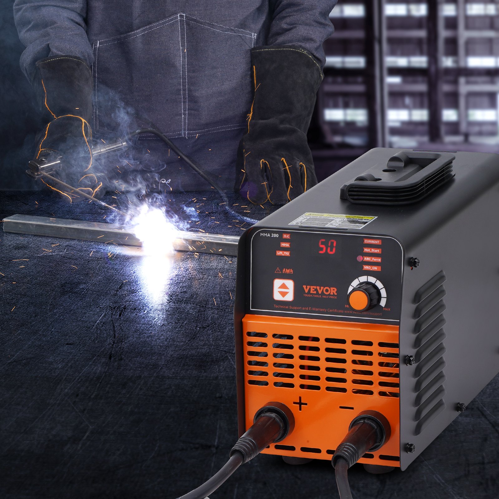 VEVOR 220V elektrodelasapparaat, 200A ARC/Lift TIG-lasapparaat met groot LED-display, draagbaar 2-in-1 elektrodelasapparaat met Hot Start Arc Force Anti-Stick VRD, MMA ARC-lasapparaat