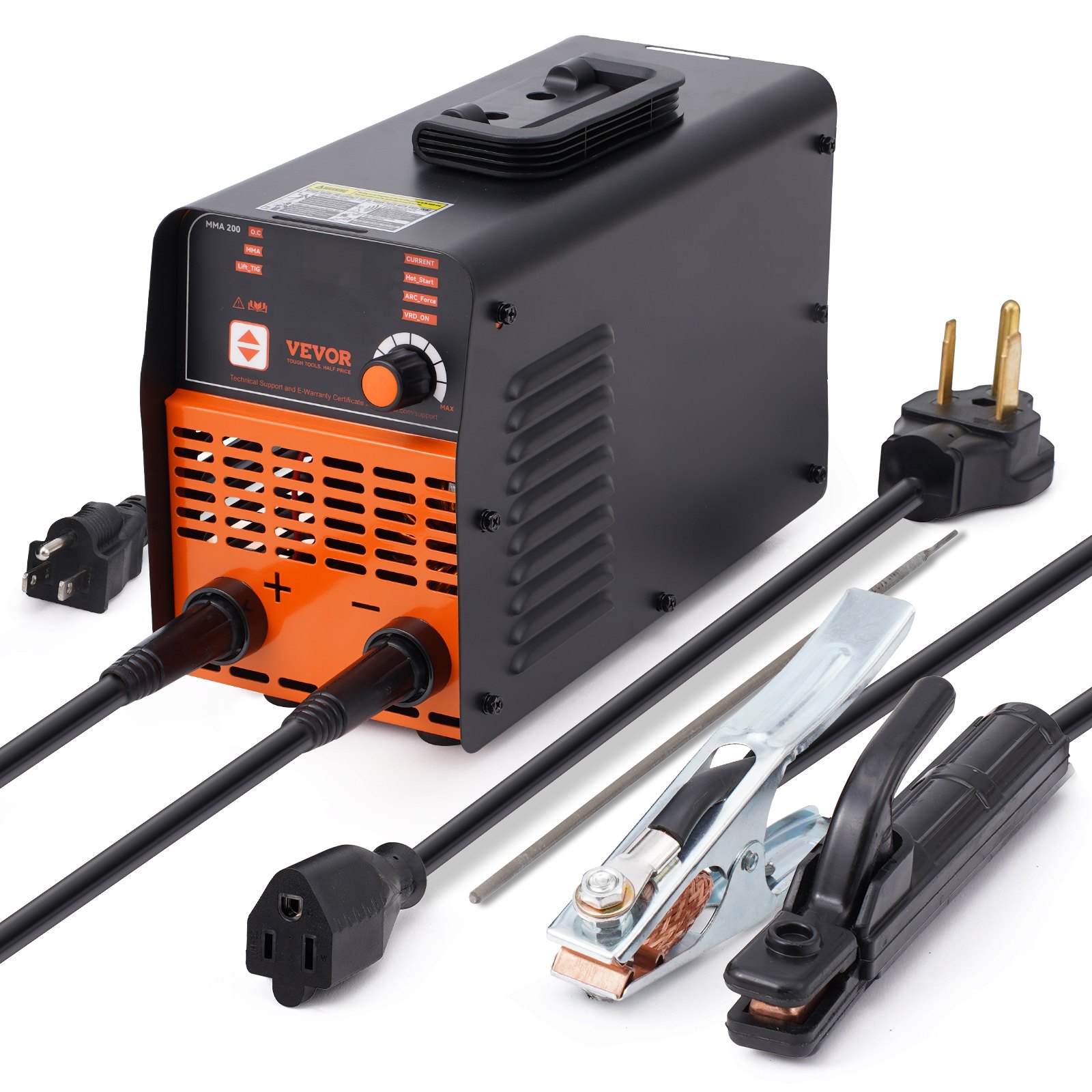 VEVOR 220V elektrodelasapparaat, 200A ARC/Lift TIG-lasapparaat met groot LED-display, draagbaar 2-in-1 elektrodelasapparaat met Hot Start Arc Force Anti-Stick VRD, MMA ARC-lasapparaat