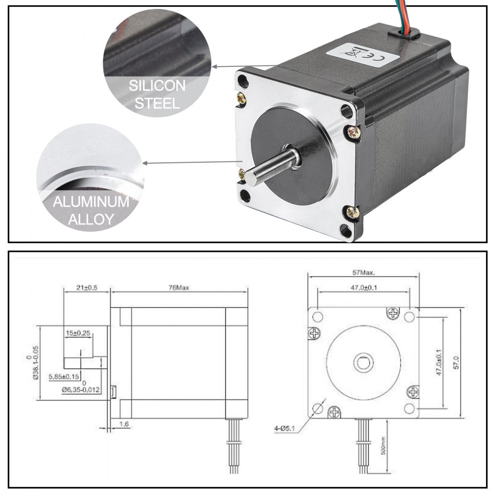 Vevor 3 Stks 2,8a Stappenmotor Met Hoog Koppel 1,9 Nm Met Voeding Van Controller