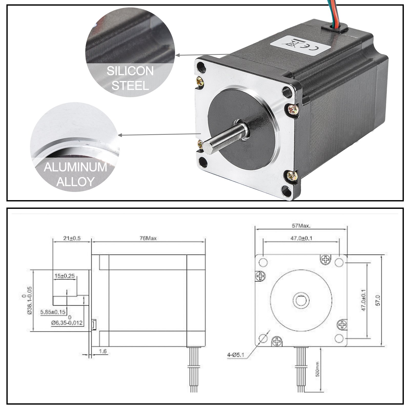 Vevor 3 Stks 2,8a Stappenmotor Met Hoog Koppel 1,9 Nm Met Voeding Van Controller