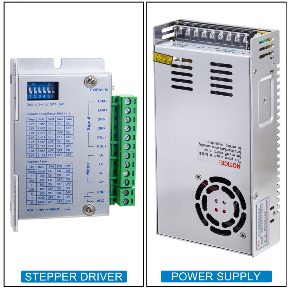 Vevor 3 Stks 3 A Stappenmotor Met Hoog Koppel 1,8 Nm Met Voeding Van Controller
