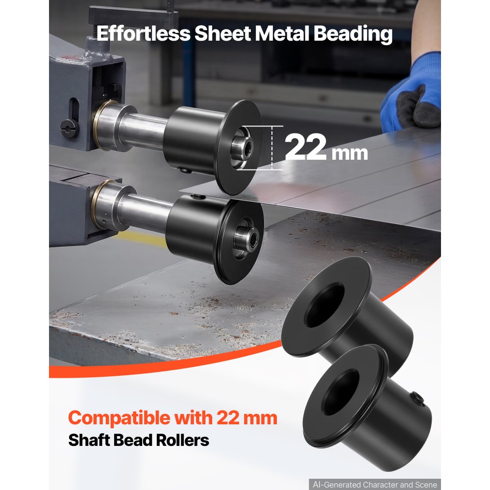 VEVOR afrolset met 9 vormrollen voor assen van 22 mm, gemaakt van 42CrMo-staal. Ideaal voor ventilatiekanalen en carrosseriepanelen, afrollen, flenzen, trapvorming en groeven, voor aluminiumlegeringen en koperplaten.