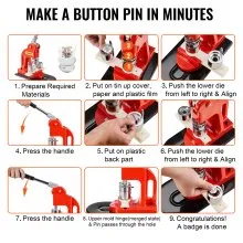 VEVOR Knopenmachine Badge Machine Button Maker Machine 25mm Badgemaker 500 stuks Badge Punch Pers