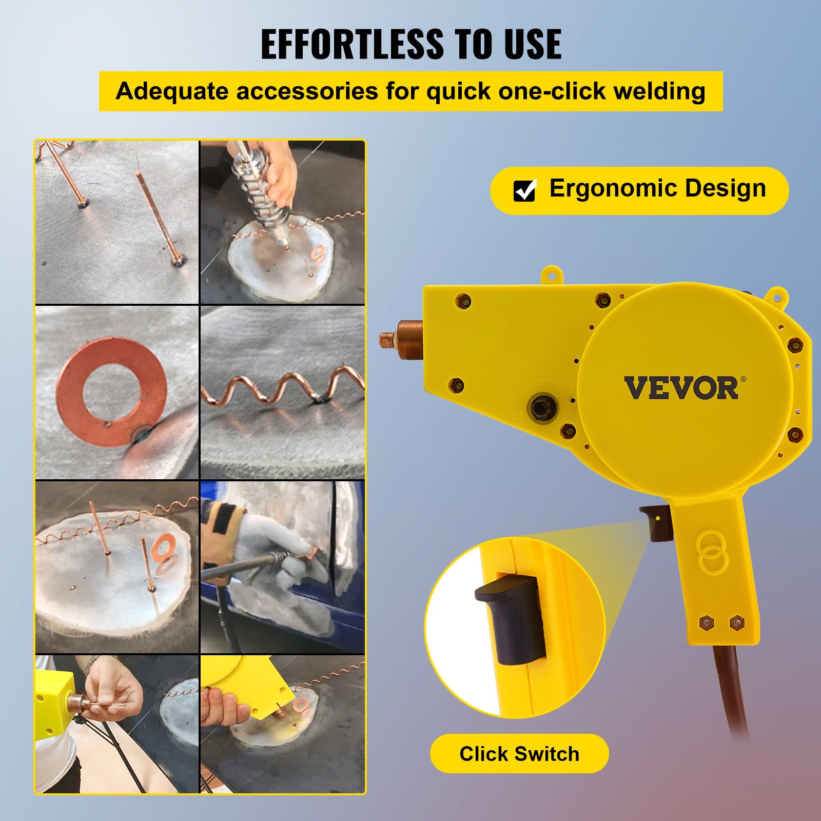FlowerW BS-70F Auto Spot Stud Welder Dent Puller Kit Mini Spot Welder for Car Body Repair Spot Welding Machine Dent Puller Gun Welding Kit Auto Body Stud Welder Mounted Handle Powerful