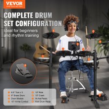 VEVOR E-Drumset Elektronisch drumstel 150 geluiden 203 mm Beginners Volwassenen