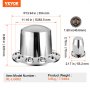 VEVOR Rear Axle Wheel Covers, Dome Axle Cover for Semi Truck, ABS Electroplate Rust-Resistant Lug Nut Covers, Universal Fit, Installation Tool Included, Complete Axle Cover Combo Kit