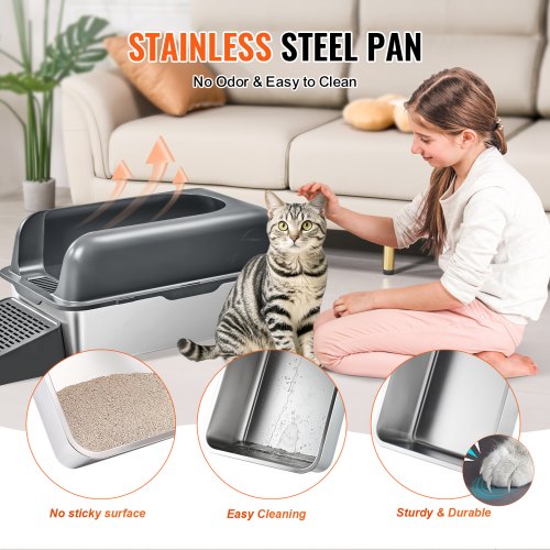 Kattenbakken Grote semi-gesloten pan met schep Dubbellaags kattenbak Antispat toilet