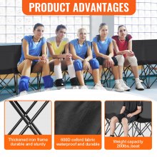 VEVOR 8 Seat Portable Folding Sport Bench Outdoor Camping Chair with Carry Bag