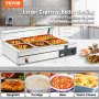 VEVOR stainless steel buffet warmer food warmer 1500 W, 6 x 13.2 L buffet containers, 265 x 325 x 150 mm Any heating plate can be used, incl. glass lid & drain tap & dry burning indicator, for canteen, café etc.
