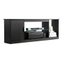 VEVOR TV-standaard voor tv's tot 65 inch, tv-tafel met lichtbalk, houten tv-kast met glazen plank en verstelbare planken, consoletafel tv-kast voor woonkamer slaapkamer, zwart