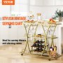 VEVOR Bar Cart Gold, 3 Tiers Home Bar Serving Cart on Lockable Wheels, Rolling Alcohol Cart with Tempered Glass Shelves Guardrail Wine Rack, Modern Wine Cart for Home Kitchen Dining and Living Room