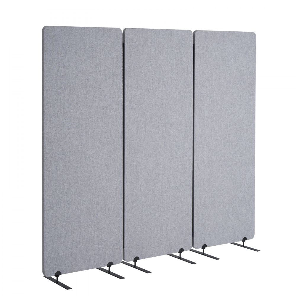 VEVOR Room Divider 3 Panelen Scherm 1840 x 350 x 1655 mm, Opvouwbaar Privacy Scherm & Draagbare Scheidingswand Gemaakt van PET Polyester voor Ruimte Scheiding, voor Kantoor Slaapkamer Studeerkamer, Lichtgrijs