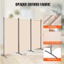 VEVOR Room Divider, 4 Panels Room Divider, Folding Privacy Screen and Portable Partition Divider for Room Separation, Freestanding Room Partitions for Office, Bedroom, Study, Beige