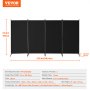 VEVOR Room Divider 4 Panels Fabric Privacy Screen for Office Bedroom Black