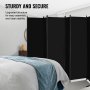VEVOR Room Divider, 6 Panels Room Divider, Folding Privacy Screen and Portable Partition Divider for Room Separation, Freestanding Room Partitions for Office, Bedroom, Study, Black