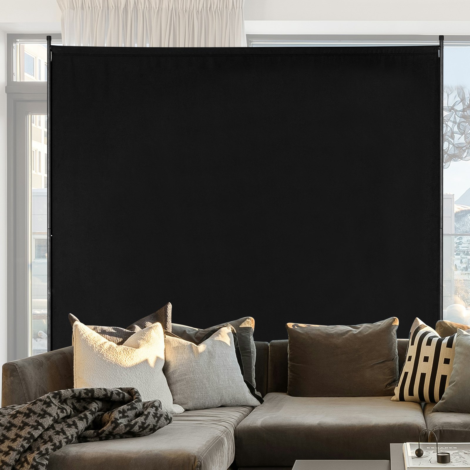 VEVOR Room Divider Enkelvoudig Paneel Scheidingswand, 1,8 m Privacy Scherm voor Binnengebruik, Scheidingswand voor Ruimteafscheiding, Vrijstaande Room Divider voor Kantoor Slaapkamer Zwart